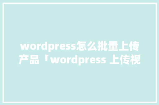 wordpress怎么批量上传产品「wordpress 上传视频」
