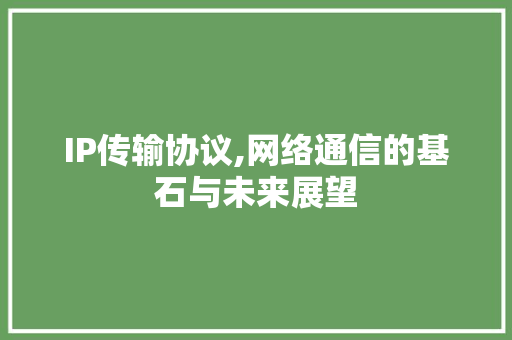 IP传输协议,网络通信的基石与未来展望