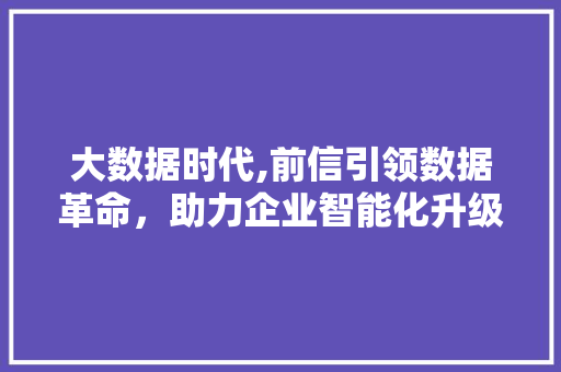 大数据时代,前信引领数据革命，助力企业智能化升级