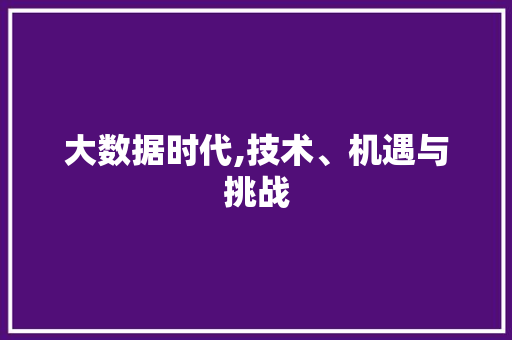 大数据时代,技术、机遇与挑战 服务器/数据库