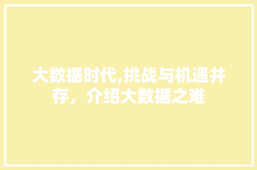 大数据时代,挑战与机遇并存，介绍大数据之难