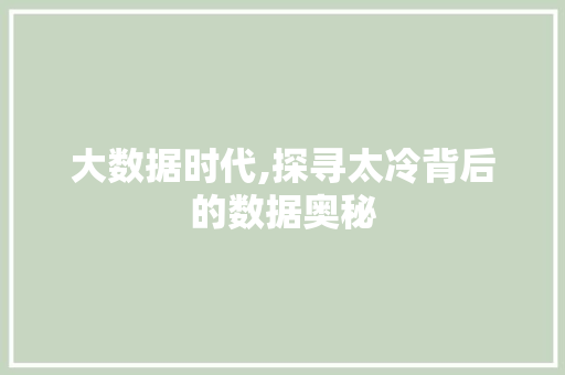 大数据时代,探寻太冷背后的数据奥秘 建站教程