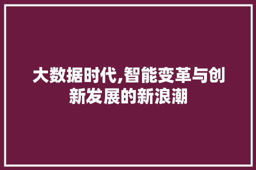 大数据时代,智能变革与创新发展的新浪潮
