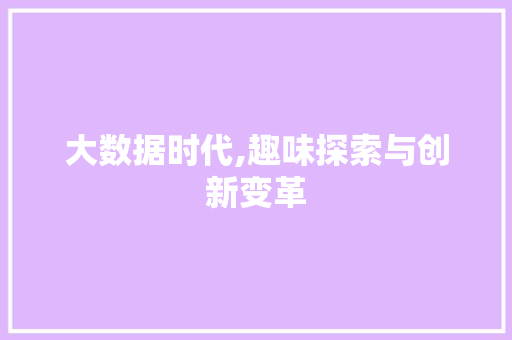 大数据时代,趣味探索与创新变革