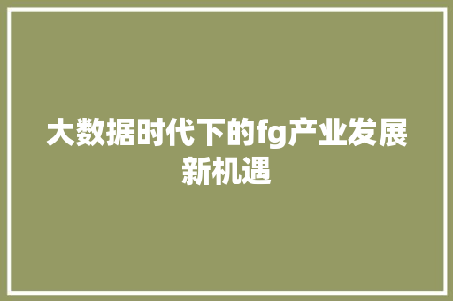 大数据时代下的fg产业发展新机遇 SEO教程
