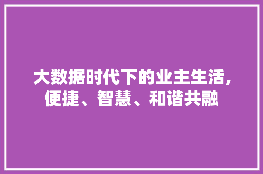 大数据时代下的业主生活,便捷、智慧、和谐共融