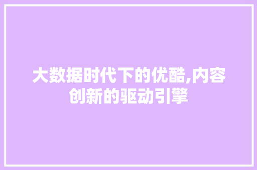 大数据时代下的优酷,内容创新的驱动引擎