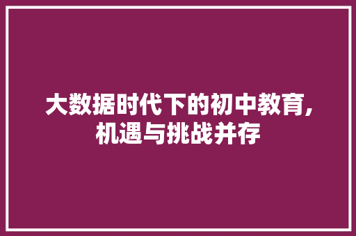 大数据时代下的初中教育,机遇与挑战并存