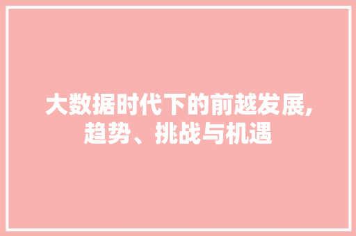 大数据时代下的前越发展,趋势、挑战与机遇 Web前端