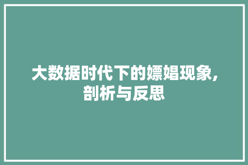 大数据时代下的嫖娼现象,剖析与反思