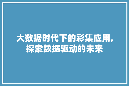 大数据时代下的彩集应用,探索数据驱动的未来