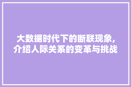 大数据时代下的断联现象,介绍人际关系的变革与挑战