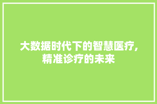 大数据时代下的智慧医疗,精准诊疗的未来