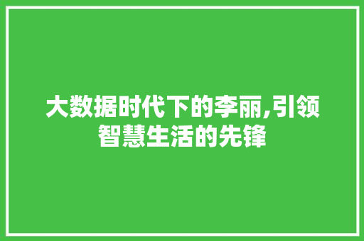 大数据时代下的李丽,引领智慧生活的先锋