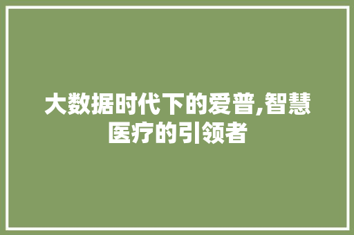 大数据时代下的爱普,智慧医疗的引领者