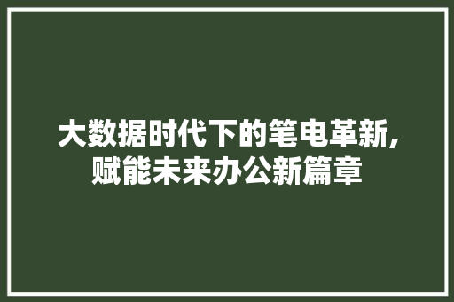 大数据时代下的笔电革新,赋能未来办公新篇章