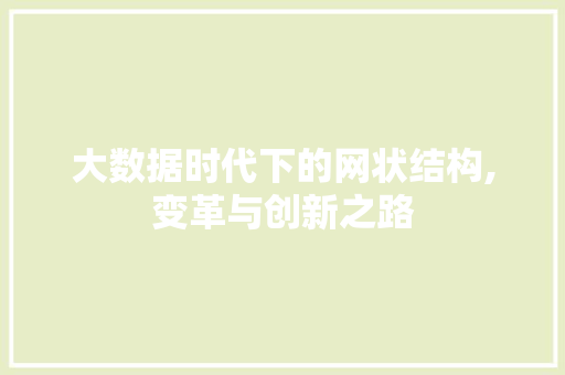 大数据时代下的网状结构,变革与创新之路