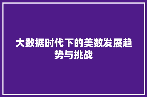 大数据时代下的美数发展趋势与挑战 友链在线