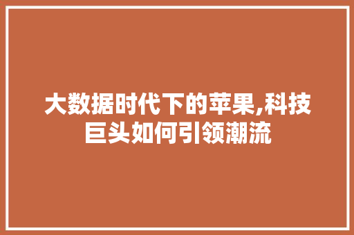 大数据时代下的苹果,科技巨头如何引领潮流 建站教程
