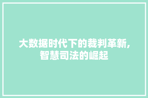 大数据时代下的裁判革新,智慧司法的崛起 服务器/数据库