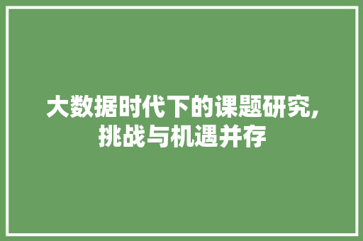 大数据时代下的课题研究,挑战与机遇并存