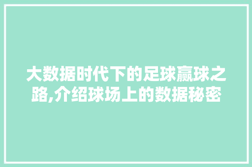 大数据时代下的足球赢球之路,介绍球场上的数据秘密