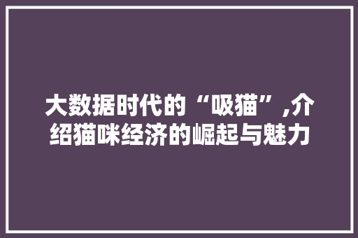 大数据时代的“吸猫”,介绍猫咪经济的崛起与魅力