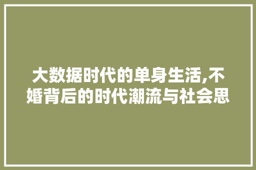 大数据时代的单身生活,不婚背后的时代潮流与社会思考