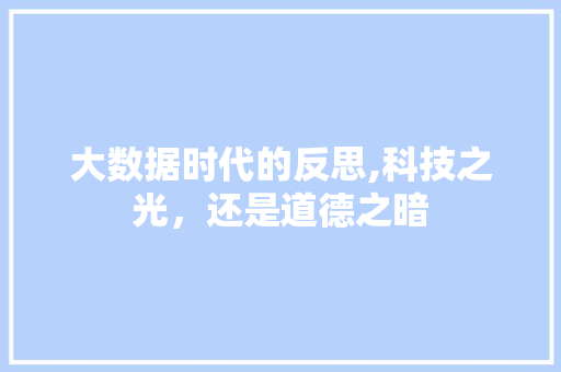 大数据时代的反思,科技之光，还是道德之暗 WordPress教程
