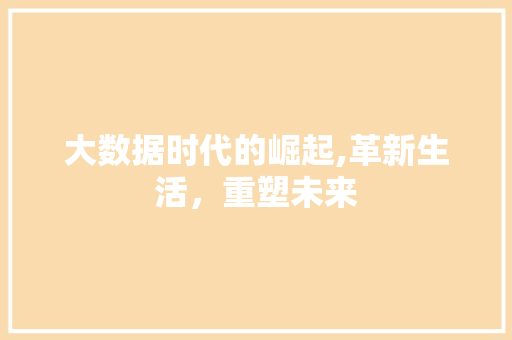大数据时代的崛起,革新生活，重塑未来