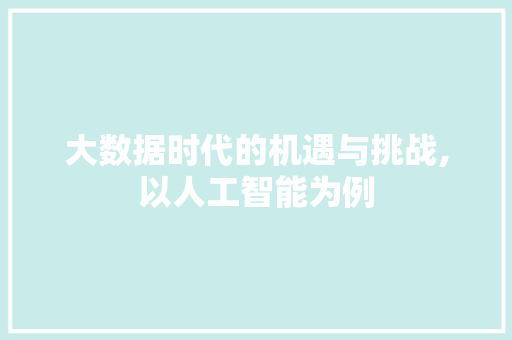 大数据时代的机遇与挑战,以人工智能为例 建站教程