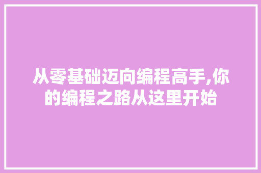 从零基础迈向编程高手,你的编程之路从这里开始 友链在线
