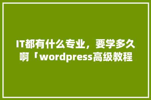IT都有什么专业，要学多久啊「wordpress高级教程」 SEO教程