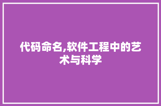 代码命名,软件工程中的艺术与科学