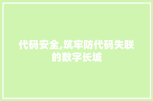 代码安全,筑牢防代码失联的数字长城