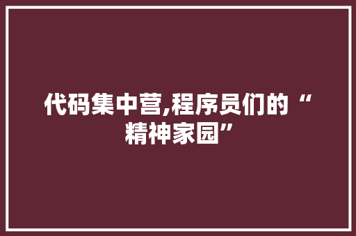 代码集中营,程序员们的“精神家园” SEO教程
