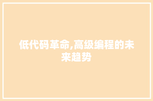 低代码革命,高级编程的未来趋势