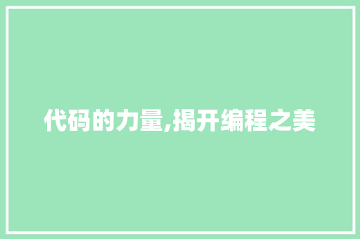 代码的力量,揭开编程之美 WordPress教程