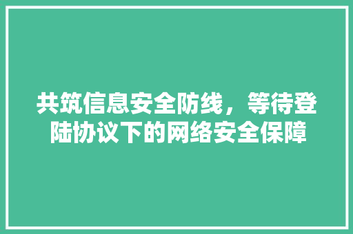 共筑信息安全防线，等待登陆协议下的网络安全保障