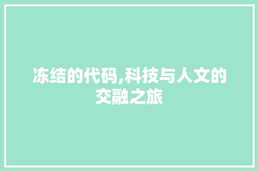 冻结的代码,科技与人文的交融之旅