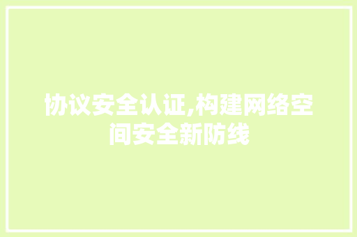 协议安全认证,构建网络空间安全新防线