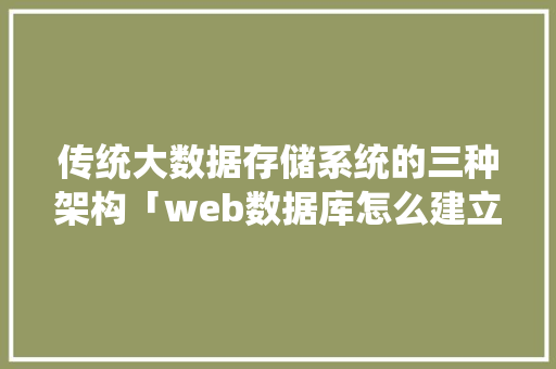 传统大数据存储系统的三种架构「web数据库怎么建立」 Web前端