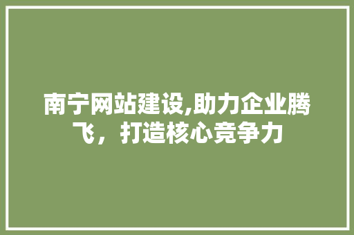 南宁网站建设,助力企业腾飞，打造核心竞争力