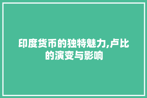 印度货币的独特魅力,卢比的演变与影响