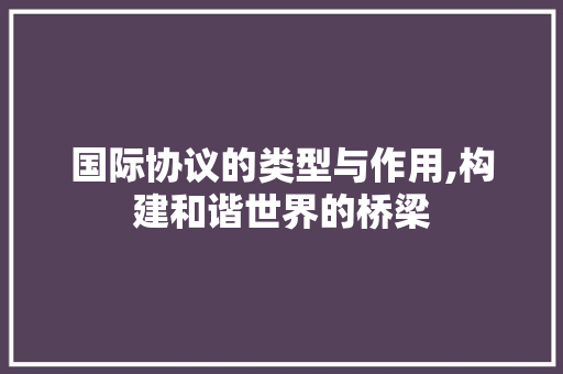 国际协议的类型与作用,构建和谐世界的桥梁 建站教程