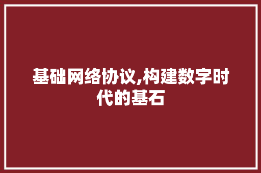 基础网络协议,构建数字时代的基石