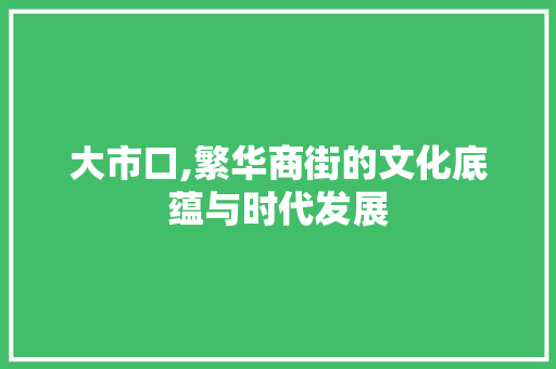 大市口,繁华商街的文化底蕴与时代发展