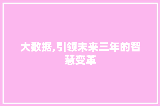 大数据,引领未来三年的智慧变革