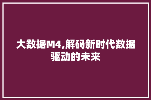 大数据M4,解码新时代数据驱动的未来