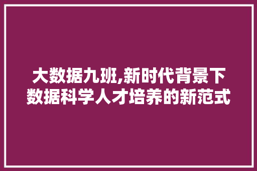 大数据九班,新时代背景下数据科学人才培养的新范式 SEO教程